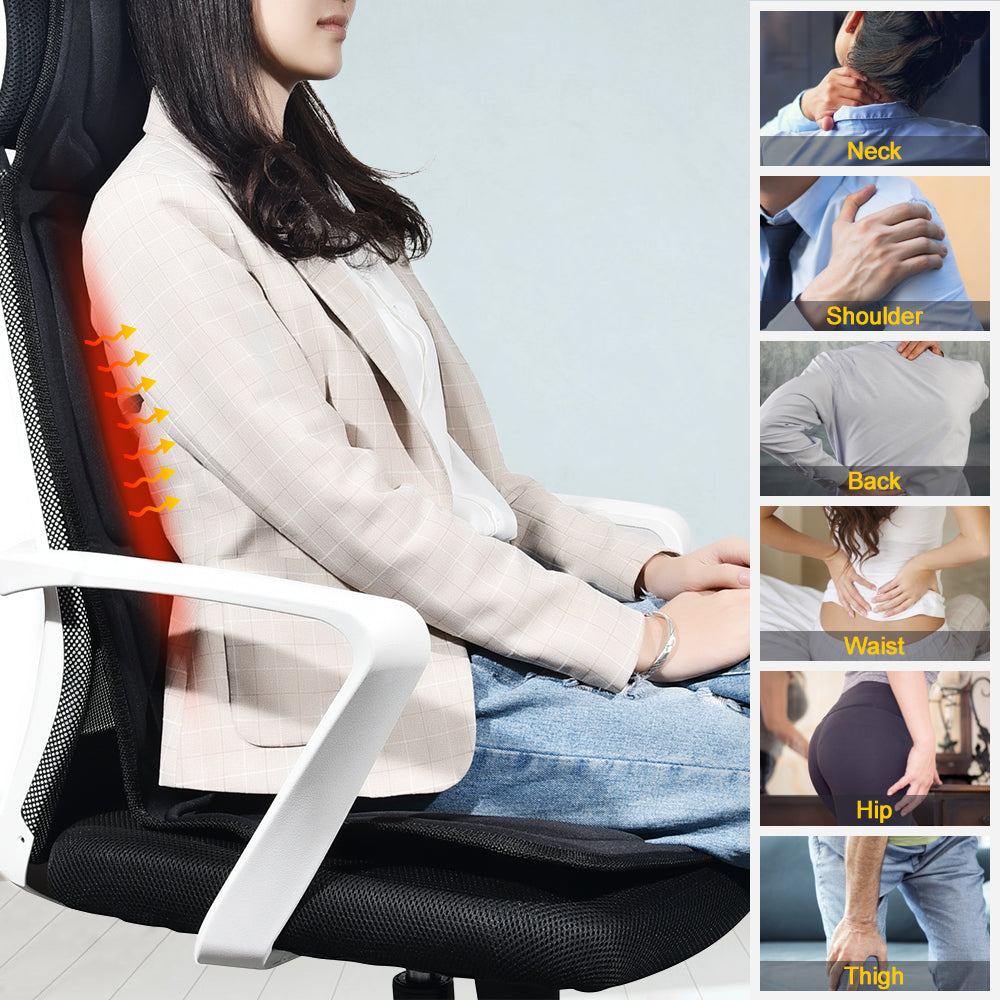 20.000F Coussin de massage électrique portable à vibration complète du corps à usage domestique ou en voiture avec fonction de chauffage pour le massage du dos et des fesses 781963244