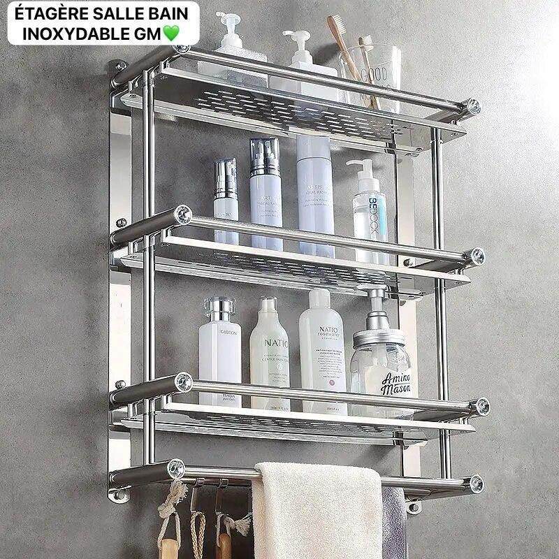 15.000F Étagère à serviettes et accessoire murale pour salle de bain- 4 niveaux 781963244
