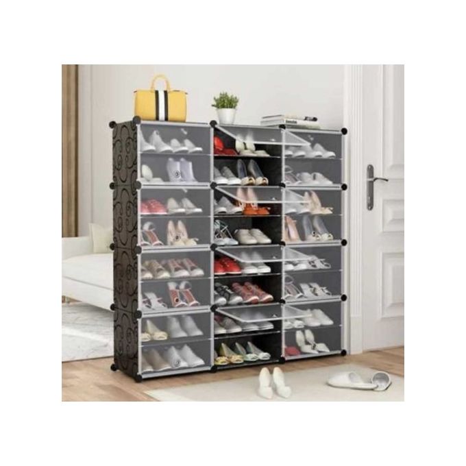 40.000F  Armoire à Chaussures Meuble à Chaussures Etagère avec 12 Portes Plastique ( 48 paire )
