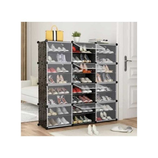 40.000F  Armoire à Chaussures Meuble à Chaussures Etagère avec 12 Portes Plastique ( 48 paire )