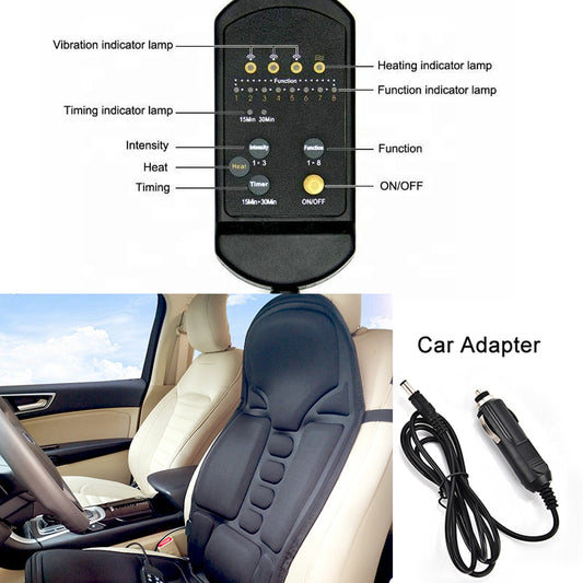 20.000F  Coussin de massage électrique portable à vibration complète du corps à usage domestique ou en voiture avec fonction de chauffage pour le massage du dos et des fesses 781963244