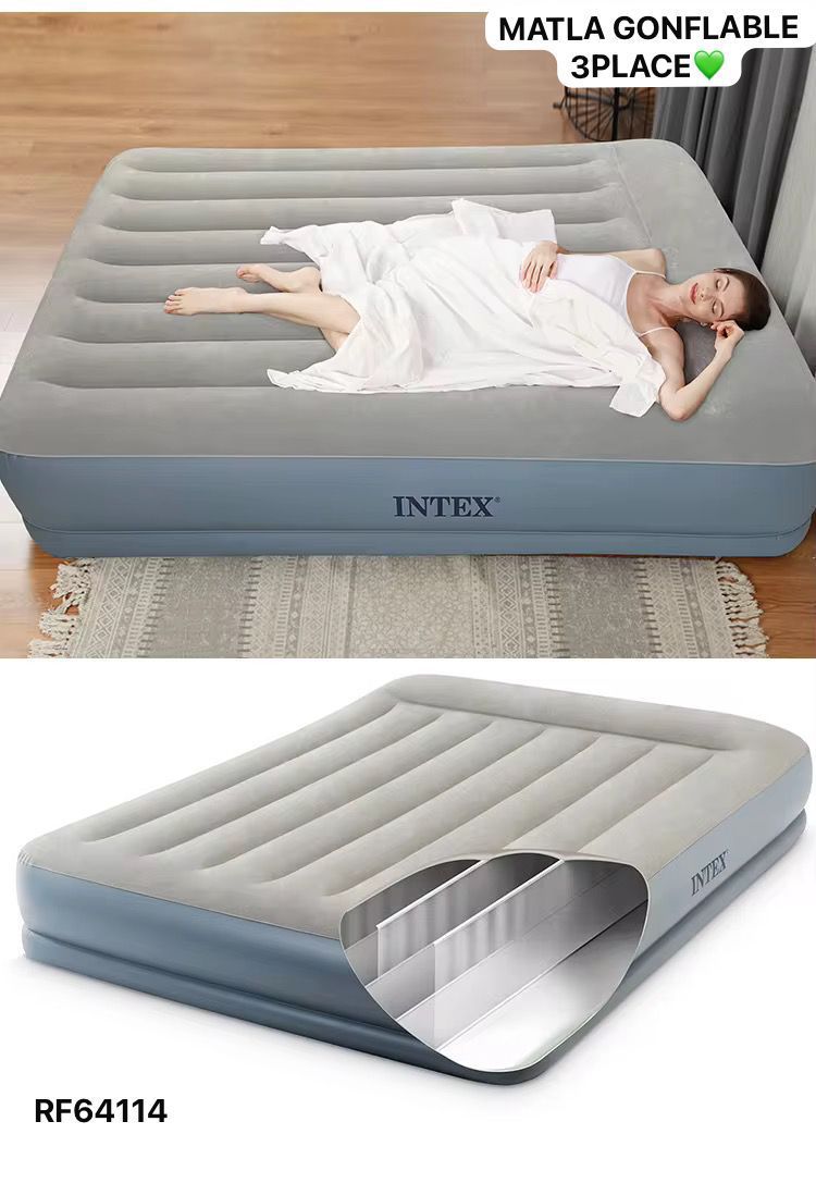 75.000FMatelas gonflable de luxe en peluche, construction en fibre avec pompe électrique sur le dessus, matelas gonflable automatique en velours pliable pour la maison 3 place  781963244