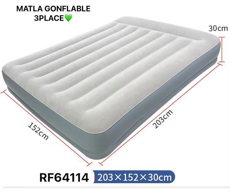 75.000FMatelas gonflable de luxe en peluche, construction en fibre avec pompe électrique sur le dessus, matelas gonflable automatique en velours pliable pour la maison 3 place  781963244